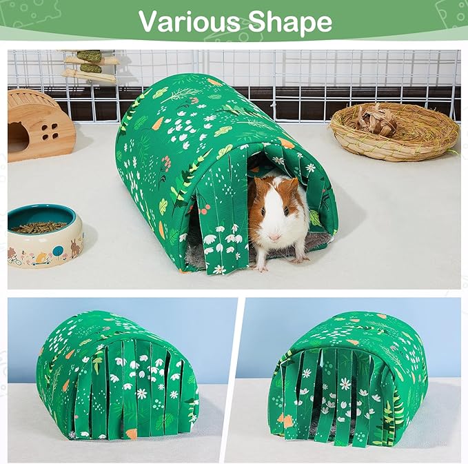 Guinea Pig Hideout Washable Guinea Pigs Tunnel with Curtains Hamster Hideout Cozy Guinea Piggy House Fit for Guinea Pig Cages Soft Guinea Pigs Accessories for Small Animals Hamster/Chinchilla/Bunny