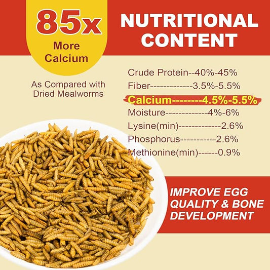 11LB Dried Black Solider Fly Larvae, BSFL is High Protein Chicken Feed with 85x More Calcium Than Dried Mealworms, Poultry Treats, Chickens Love, Birds Love, Hens Love, Ducks Love
