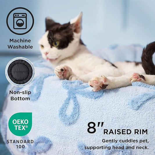 LE SURE Donut Large Dog Bed - Round Cat Beds for Indoor Anti-Anxiety Calming Pet Beds, Washable Cute Modern Beds with Jacquard Shaggy Plush & Anti Slip Bottom, 36 Inch, Ice Melt