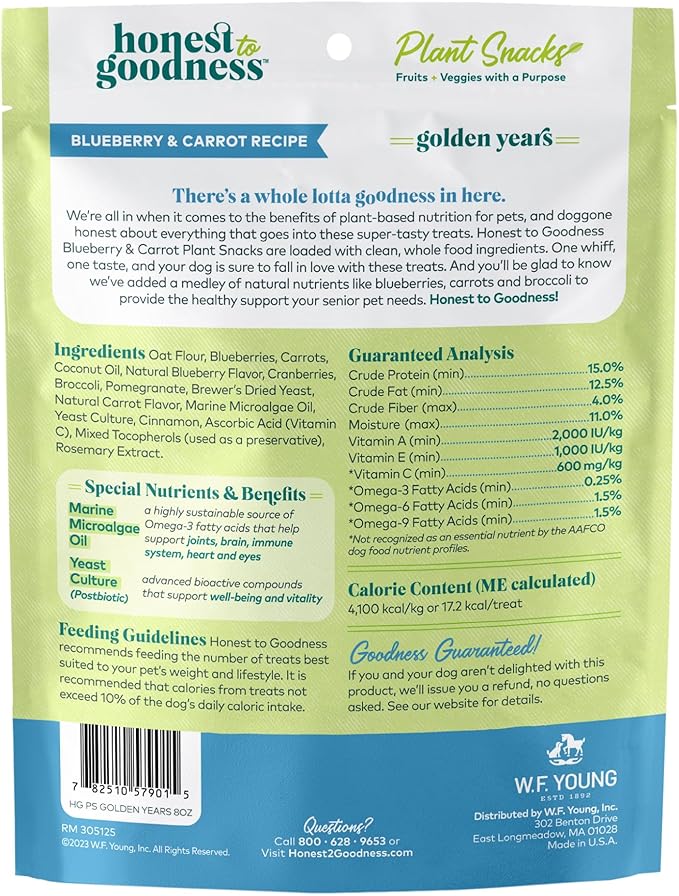 Golden Years Blueberry and Carrot 100% Plant Based Dog Treats