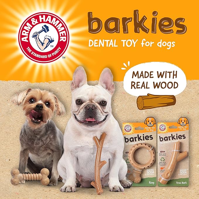 Arm & Hammer for Pets Barkies Tree Bark Compressed Wood Collection, 7 Inch Chicken Flavored Wood Blend Chew Toy for Dogs | Faux Stick, Splinter-Free, Safer & Durable Alternative to Chewing Sticks