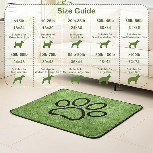 Qeils Reusable Dog Pee Pads, 1 Pack Super Absorbent & Leakproof Washable Puppy Pads with Soft Green Top Layer, for Potty Training, Crates, Couch, Car Seats & Pet Beds, 72"x 72"
