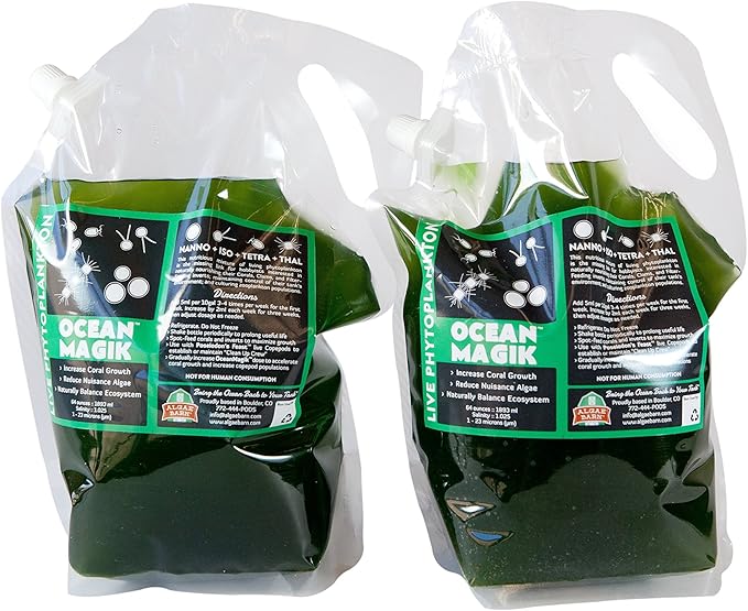 OceanMagik Live Phytoplankton Blend - Tetra x Nanno x Iso x Thal Phyto Food for Coral and Copepod (128oz)