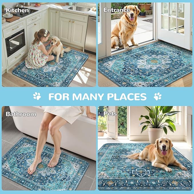 Lahome Reusable Washable Puppy Pads - 2 Pack Super Absorbent & Waterproof Dog Training Mats for Potty, Crate and Floor - Leakproof Pee Pads with Non-Slip Backing (Blue, 36"x48")