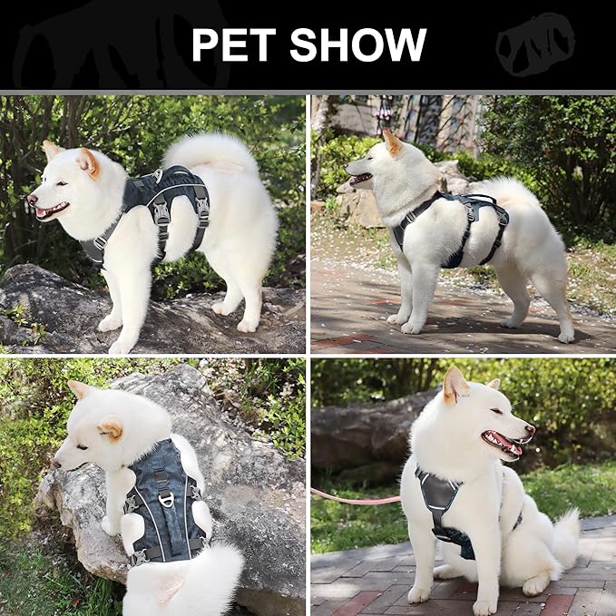 Escape Proof Dog Harness, Lightweight Full Body Pet Vest with Lift Handle and Leash Clip, Reflective Adjustable Small Dog Harness for Daily Walking(Red,Chest:14-22")