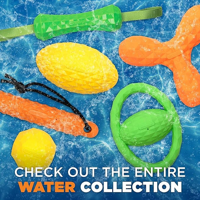 Playology Hound2O Dog Toys | Squeaky Football Toy Dogs to Chase | Green Floating Outdoor Toy - Easy to Clean and Made from Non Toxic Materials