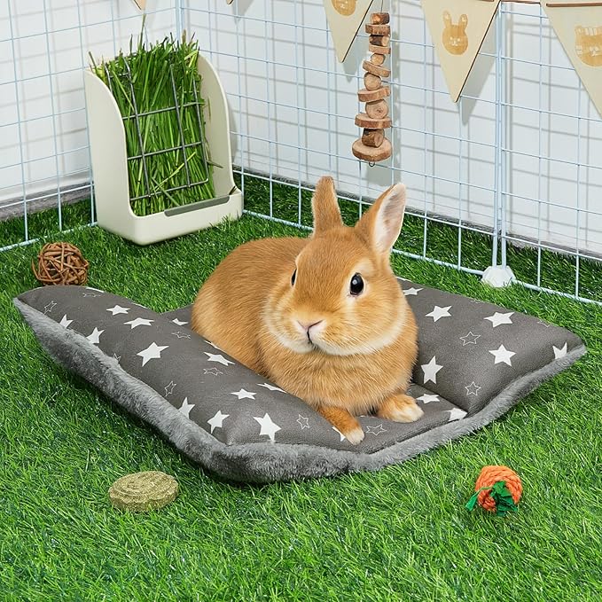 Rabbit Bed 15"X14"Thickened and Soft Bunny Bed Washable Cuddle Cushion Plush Mat Double-Sided Plush Small Pet Flop Mat Cotton Pillow for Rabbit