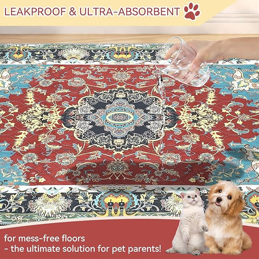 Pee Pads for Dogs Washable, 2 Pack 18'' x24'' Waterproof Non-Slip Puppy Pad with Fast Absorbent, Reusable Rug for Training Travel Whelping Housebreaking Incontinence Crate