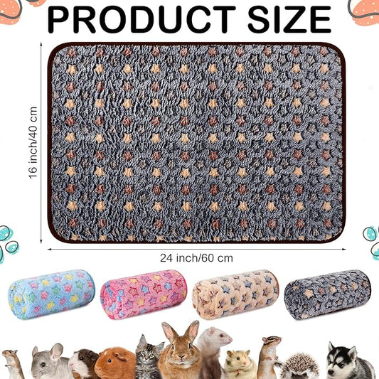 Tudomro 8 Pcs Guinea Pig Bedding Cage Liners Bulk Blankets Small Animal Flannel Throw Bedding Waterproof Absorbent Reusable Pet Pee Sleep Mat Pad Cover for Hamster Ferret(Star,16 x 24 Inch)