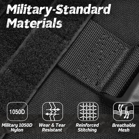 rabbitgoo Tactical Dog Harness Medium Sized, Heavy Duty Pet Harness with Handle, No-Pull Service Vest Medium Breed, Adjustable Military Dog Vest for Training Hunting Walking, Black, M