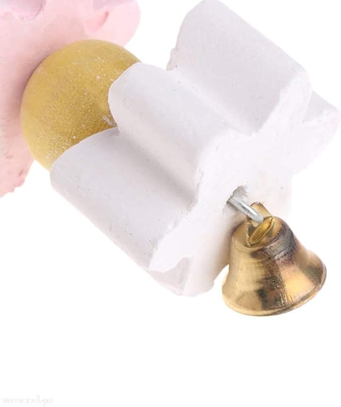 2Pieces Parrot Beak Trimmer Calcium Stone Chinchilla Grinding Teeth Lava Block Bird Beak Trim Pumice Toy Mineral Rock Chewing Toys with Bell for Conure Budgies Parakeet Hamster Rabbit