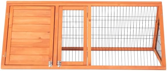 Rabbit Hutch & Chicken Coop Outdoor Small Animal Cage with Ventilated Wire Run, Emovable Tray for Quail, Bunnies, Guinea Pigs, Chicks – Backyard Poultry Hutch (Brown)