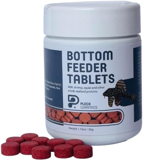 Plecoceramics Algae Wafers Universal Fish tabs for Most Aquarium Fish - Turtle Feed - Goldfish Food - Catfish wafers - Algae Spirulina Wafers for Bottom Feeders - Protein Wafers (50 gr, with Shrimp)