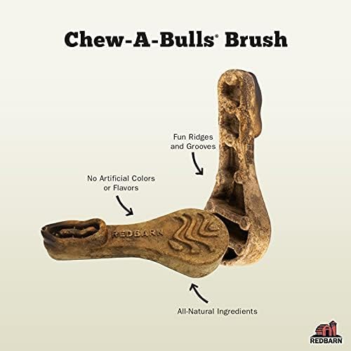 Redbarn Chew-A-Bulls, 6 Pack – Large Brush Shape Dog Dental Treats – Daily Oral Care with Fun Ridges & Grooves, All Natural Ingredients, Highly Digestible Chews & Low in Fat