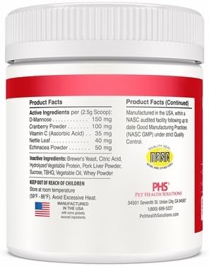 Cranberry D Mannose MAX- Dog Urinary Tract (UT) Health, Bladder and Kidney Support Supplement - UTI Bladder Control for Dogs-Granules (90 Doses)