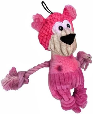 Steel Dog Polka Dot Pal Bear, Plush Dog Toy with Knotted Rope Hands and Feet, Dog Chew Toys for Small, Medium, Large Breed