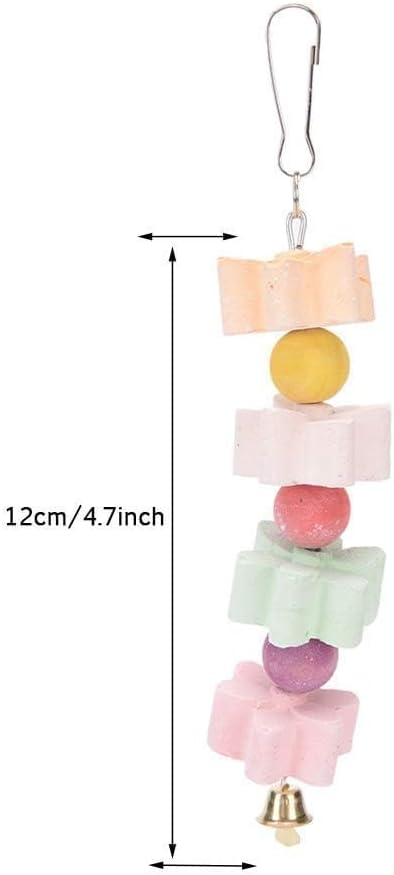 2Pieces Parrot Beak Trimmer Calcium Stone Chinchilla Grinding Teeth Lava Block Bird Beak Trim Pumice Toy Mineral Rock Chewing Toys with Bell for Conure Budgies Parakeet Hamster Rabbit
