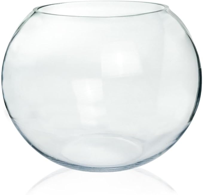 Craft And Party, Fish Bowl Vase, 14" Height x 16" Width Glass Fish Bowl Vase, Bubble Bowl vase for Terrarium, Flower vase Centerpiece