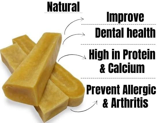 Pets Plus Himalayan Yak Chews for Dogs – 6 Inch, Medium Size, 8oz, 3-Pack – Long-Lasting Natural Dog Chews, Grain-Free, Odorless, High Protein Treats
