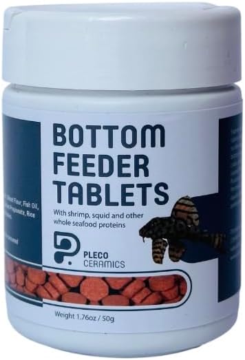 Plecoceramics Algae Wafers Universal Fish tabs for Most Aquarium Fish - Turtle Feed - Goldfish Food - Catfish wafers - Algae Spirulina Wafers for Bottom Feeders - Protein Wafers (50 gr, with Shrimp)