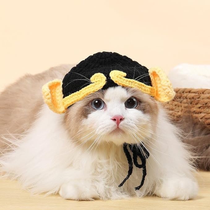 Pet Head Adorable Cat & Dog Headwear - Knit Beanie, Soft & Adjustable, Halloween Accessory (Small, Under 6 lbs)