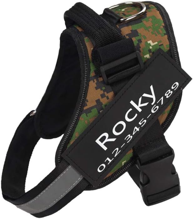 HOTGOL Custom No Pull Dog Harness with Personalize Name and Phone Number Tag,Reflective Breathable Adjustable Pet Vest for Small to Large Dogs