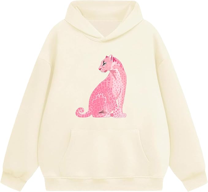 Oversized Hoodies for Women 2025 Trendy Cute Dog Cat Print Sweatshirts Hooded Pullover Tops with Kangaroo Pocket
