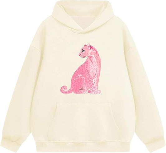 Oversized Hoodies for Women 2025 Trendy Cute Dog Cat Print Sweatshirts Hooded Pullover Tops with Kangaroo Pocket