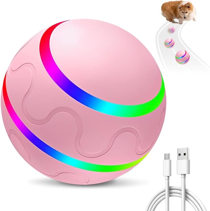 Vibrating Dog Ball, Moving Dog Ball, Shaky Ball Toy for Dogs, Interactive Bouncing Ball for Dog, Automatic Moving Dog Toy Ball, Shaking Dog Ball for Small Medium Large Dogs (#Large-Pink)