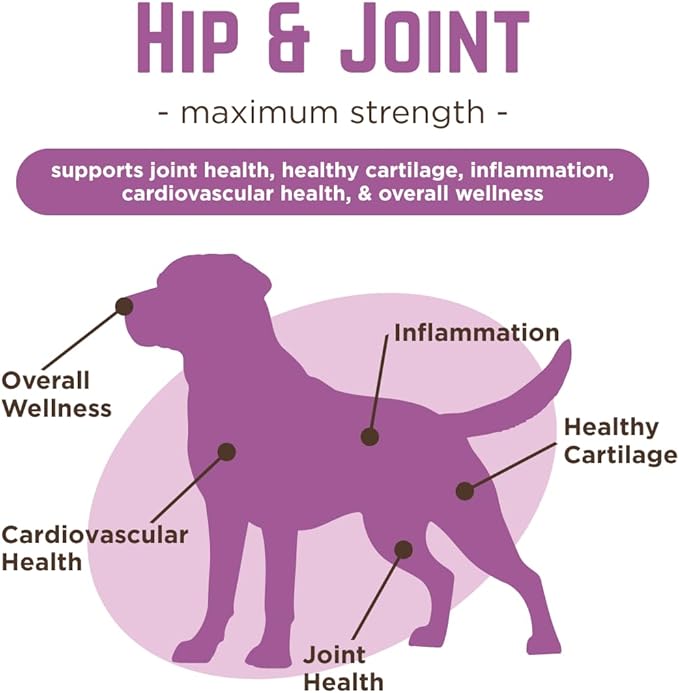 VetPro Complete Dr. Joseph's Peanut Butter Hip and Joint Dog Chews, 120 Count, Pain and Inflammation Relief with Glucosamine, Chondroitin, MSM, Turmeric, Vitamin C, Omega 3, Treats Hip Dysplasia