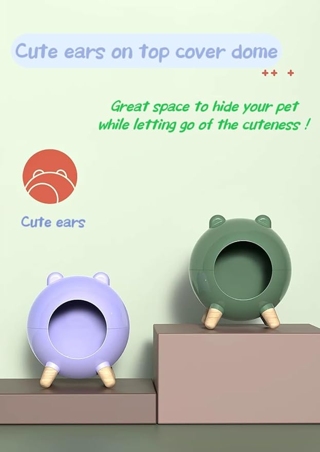 TUTU&LELE Hamster Hideout, Tiny House Hideout and Habitat, Space Elf Hiding Nest, Durable Hamster Bed with Round Thick Plush Pads, for Mice, Gerbils,Hamsters to Play, Sleep and Rest (Purple)