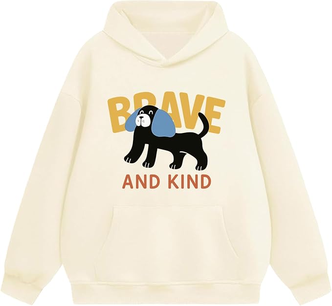 Oversized Hoodies for Women 2025 Trendy Cute Dog Cat Print Sweatshirts Hooded Pullover Tops with Kangaroo Pocket