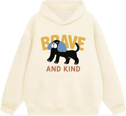 Oversized Hoodies for Women 2025 Trendy Cute Dog Cat Print Sweatshirts Hooded Pullover Tops with Kangaroo Pocket