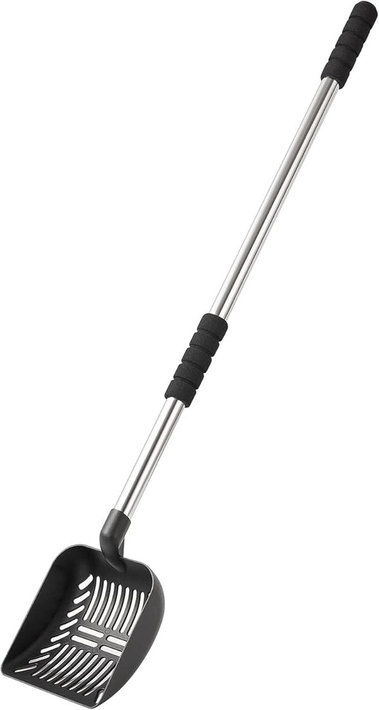 Yangbaga Metal Cat Litter Scoop with Deep Shovel&Long Handle,Detachable Stainless Steel Non-Stick Litter Sifter with Foam Padded Grip, No Bending Back Heavy Duty Cat Litter Scooper