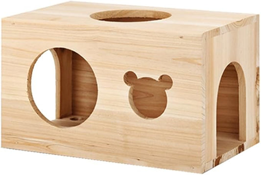 Chinchilla House – Natural Wooden Pet Hideout with Wooden Peg, No Paint, Safe & Durable, Ideal for Teeth Grinding