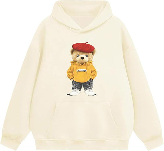Oversized Hoodies for Women 2025 Trendy Cute Dog Cat Print Sweatshirts Hooded Pullover Tops with Kangaroo Pocket