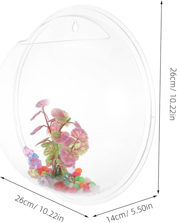 Acrylic Wall-Mounted Fish Bowl Betta Aquarium Multipurpose Wall Planter