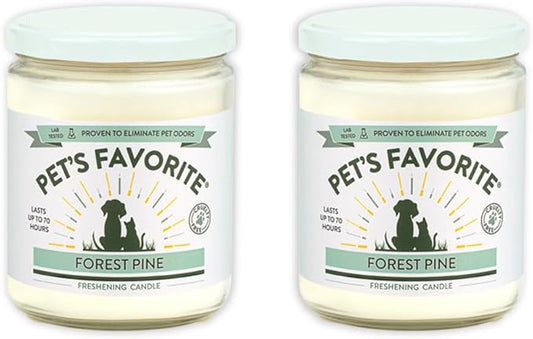 Pet's Favorite Pet Odor Candle, Clean Burning, Long Lasting Scented Candles with a Cotton Wick. (Forest Pine, Pack of 2)