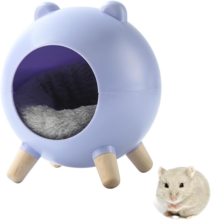 TUTU&LELE Hamster Hideout, Tiny House Hideout and Habitat, Space Elf Hiding Nest, Durable Hamster Bed with Round Thick Plush Pads, for Mice, Gerbils,Hamsters to Play, Sleep and Rest (Purple)