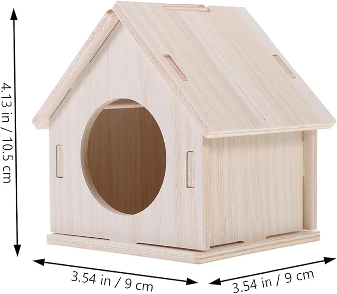 Wooden Hamster House Hideout for Small Pets and Design for Dwarf Hamsters Gerbils and Mice Cozy Sleeping Space and Fun Exercise Area