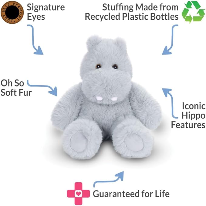 Vermont Teddy Bear Hippo Stuffed Animal - Soft Hippo Plush from, 18" Stuffed Hippopotamus for Kids