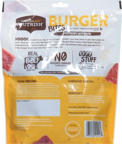 Nutrish Rachael Ray Burger Bites Beef Recipe with Bison Dog Treats, 12 oz. Pouch (Pack of 2)