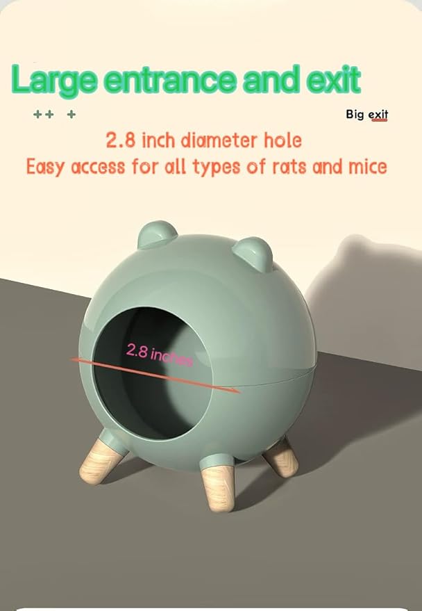 TUTU&LELE Hamster Hideout, Tiny House Hideout and Habitat, Space Elf Hiding Nest, Durable Hamster Bed with Round Thick Plush Pads, for Mice, Gerbils,Hamsters to Play, Sleep and Rest (Green)