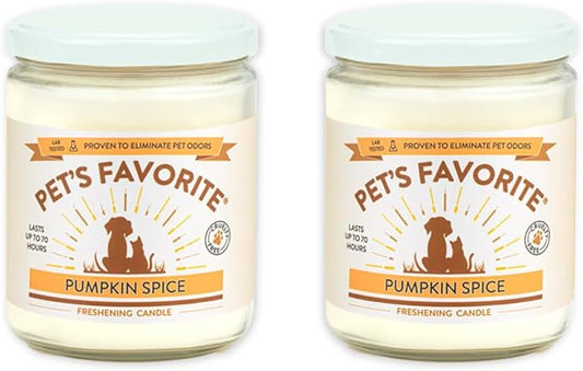 Pet's Favorite Pet Odor Candle, Clean Burning, Long Lasting Scented Candles with a Cotton Wick. (Pumpkin Spice, Pack of 2)