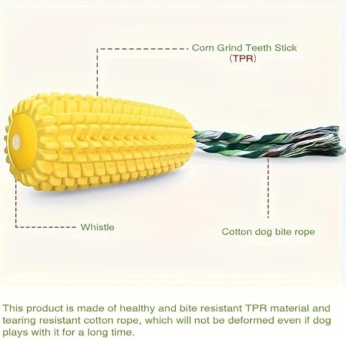 MK Dog Chew Toys for Aggressive Chewers, Indestructible Tough Durable Squeaky Interactive Dog Toys, Puppy Teeth Chew Corn Stick Toy for Small Medium Large Breed