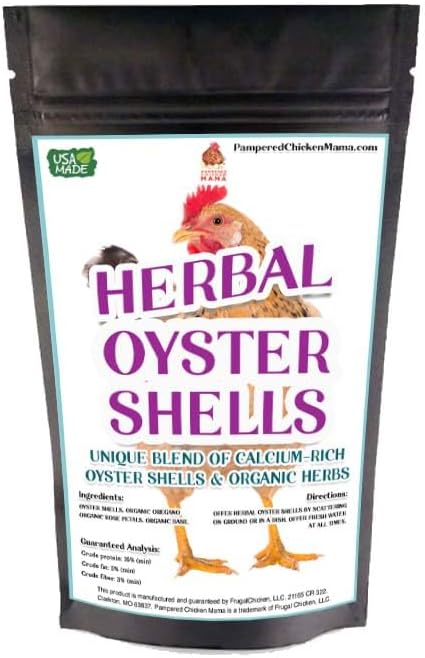 Pampered Chicken Mama Herbal Oyster Shells High Calcium Supplement for Pet Chickens, Ducks, and Other Poultry, Crushed Oyster Shells for Chickens with Herbs (3 POUNDS)