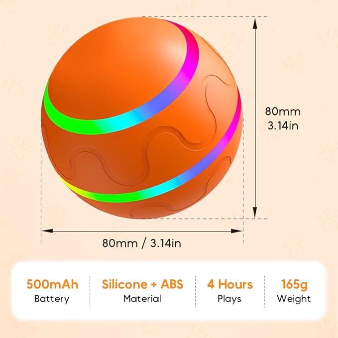 Vibrating Dog Ball, Moving Dog Ball, Shaky Ball Toy for Dogs, Interactive Bouncing Ball for Dog, Automatic Moving Dog Toy Ball, Shaking Dog Ball for Small Medium Large Dogs (#Large-Orange)