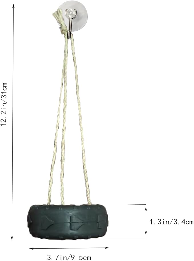Hermit Crab Tire Swing Toy Suction Cup Hook Climbing Toy Terrarium Decor Climbing Swing for Hermit Crabs, Small and Medium-Sized Amphibians and Frogs