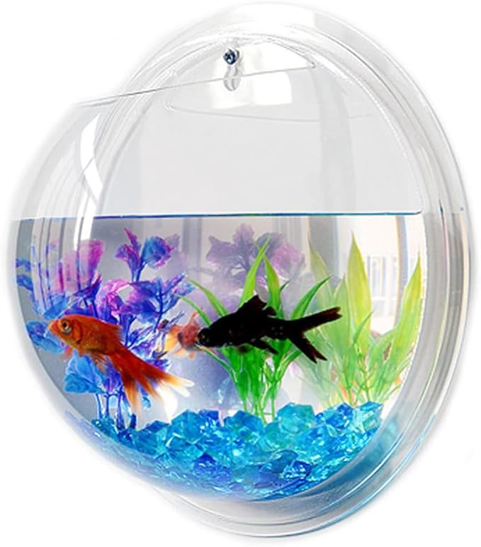 Mipcase Transparent Creative Wall Mounted Acrylic Fish Bowl Hanging Aquarium for Home Decor Ideal for Fish Aquatic Plants Stylish Wall Tank Decoration