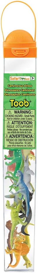 Safari Ltd. Carnivorous Dinosaurs TOOB - Set of 12 Mini Figurines Featuring T-Rex, Spinosaurus, Utahraptor, Allosaurus, Pteranodon, & More - Educational Toy Figures for Boys, Girls & Kids Ages 3+